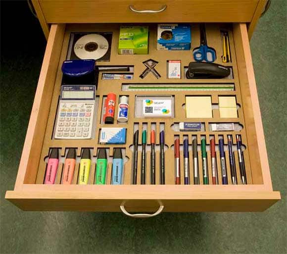 Gaveta organizada com o sistema 5S